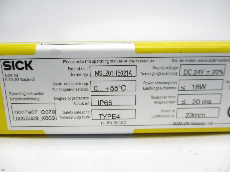 SICK MSLZ01-15021A 1015803 24VDC NSNP