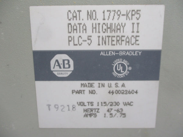 ALLEN BRADLEY 1779-KP5 SER. B F/W A 115/230VAC 1.5/.75A UNMP