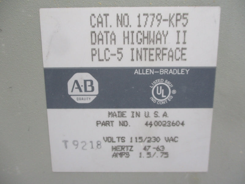 ALLEN BRADLEY 1779-KP5 SER. B F/W A 115/230VAC 1.5/.75A UNMP