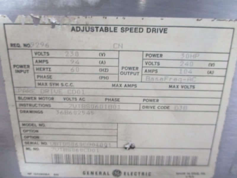 GENERAL ELECTRIC 7VTBS060CD01 240V 104A UNMP
