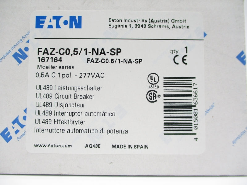 EATON FAZ-C0,5/1-NA-SP 277VAC 0.5A NSMP
