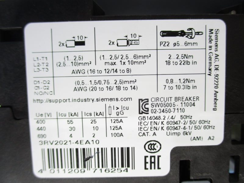 SIEMENS 3RV2021-4EA10 690V 27-32A (AS PICTURED) NSNP