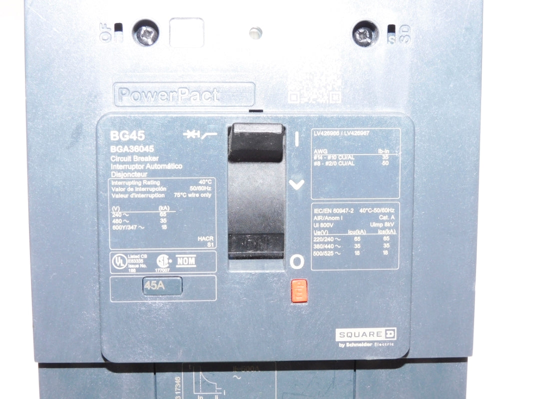 SQUARE D BGA36045 480V 45A (AS PICTURED) NSNP