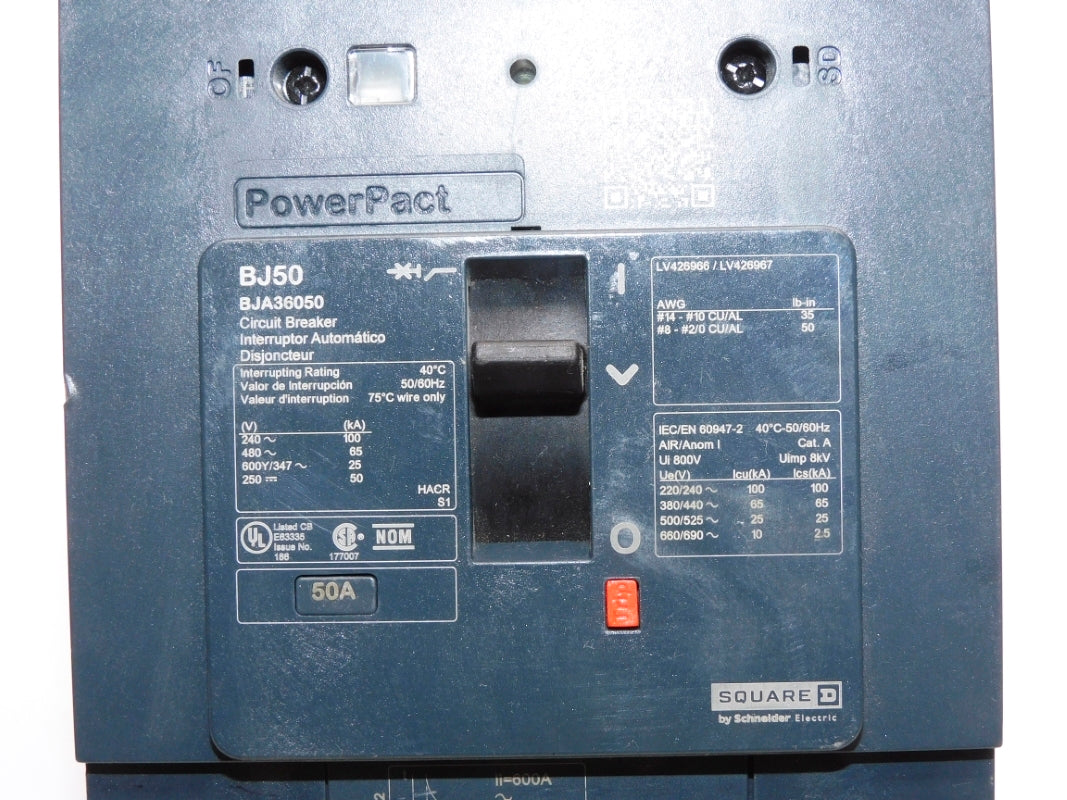 SQUARE D BJA36050 480V 50A NUPI