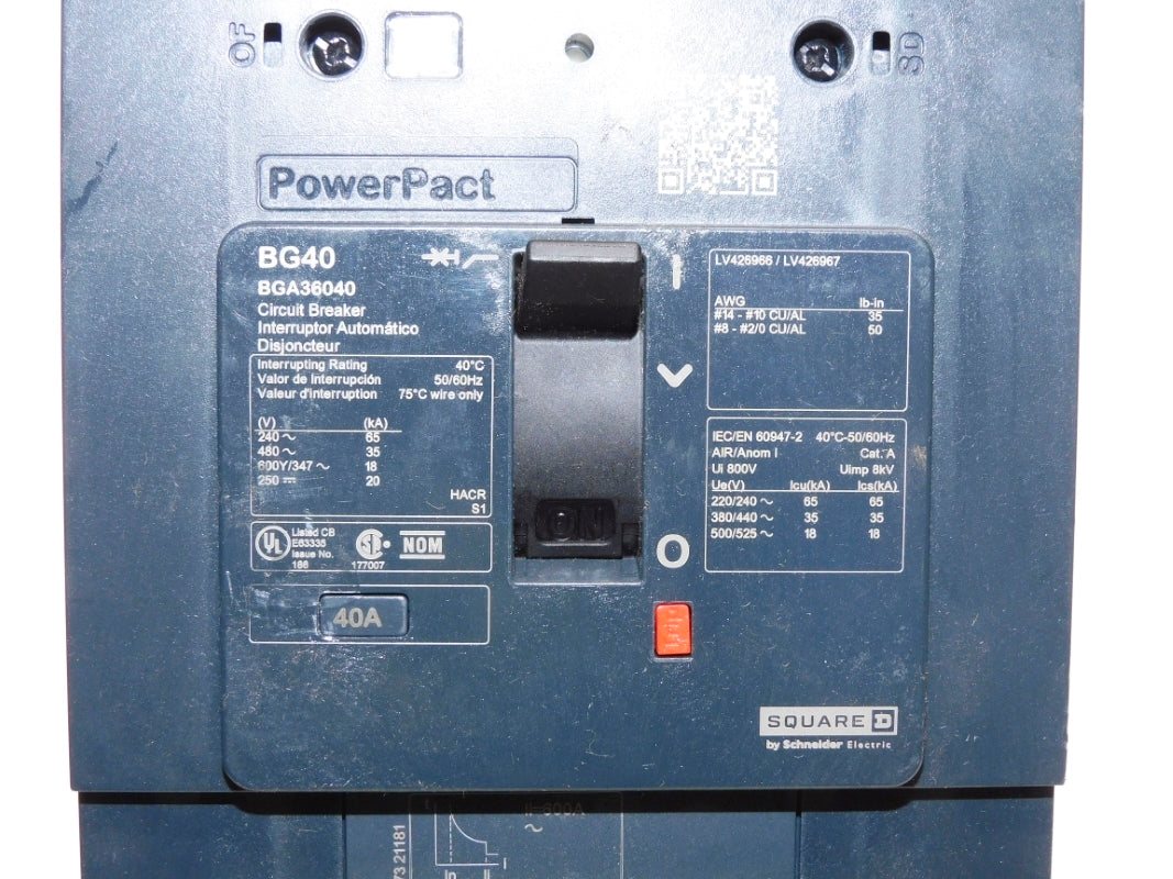 SQUARE D BGA36040 480V 40A NSNP