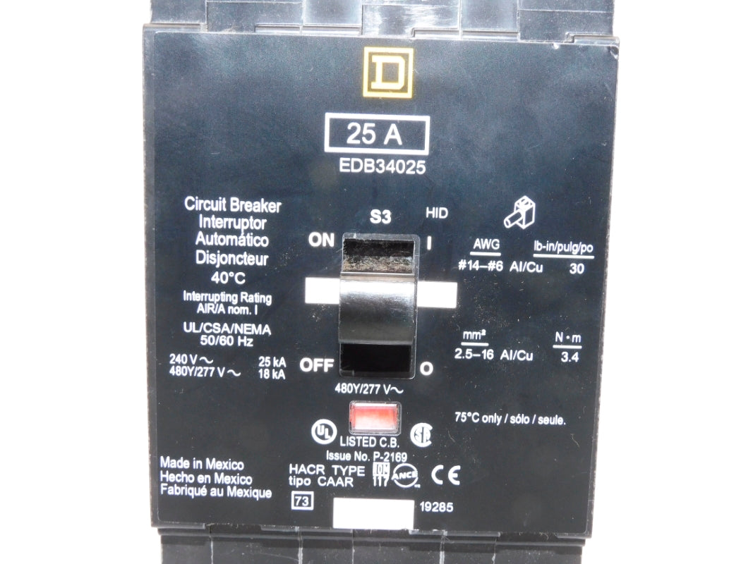 SQUARE D EDB34025 277V 25A NSNP