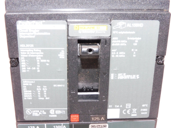 SQUARE D HDL36125 600V 125A NSNP