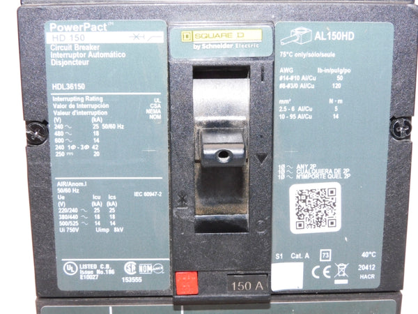 SQUARE D HDL36150 600V 150A NSNP