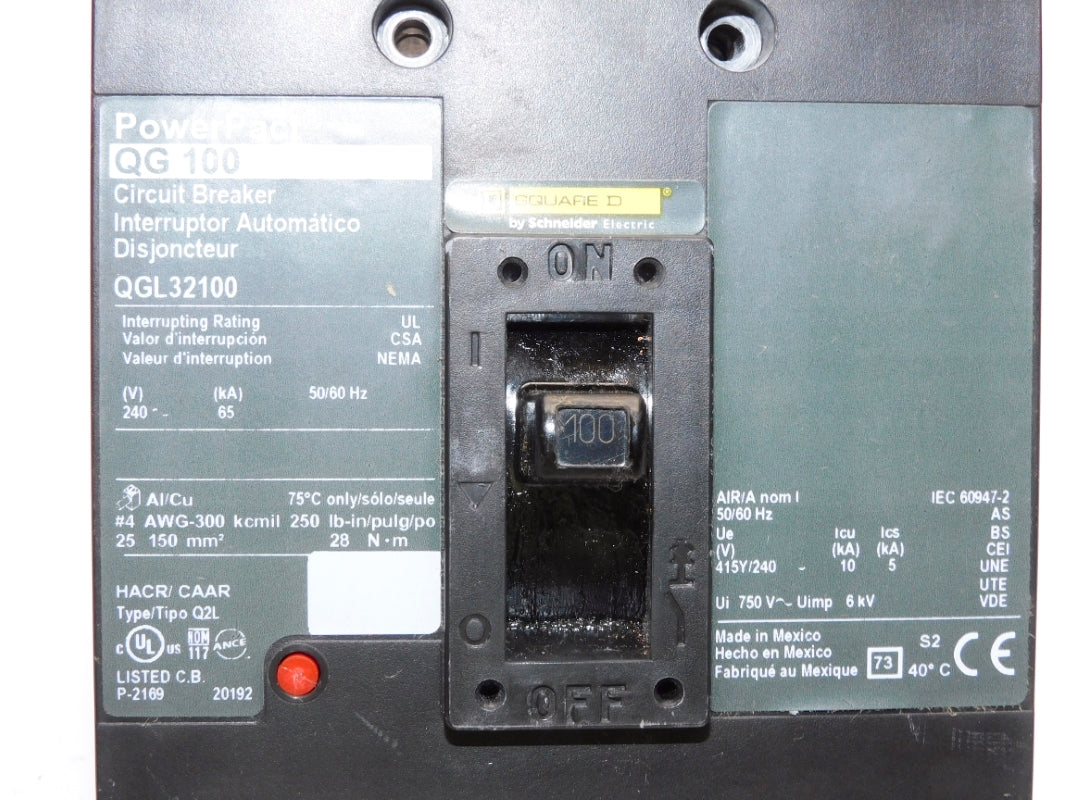 SQUARE D QGL32100 240V 100A UNMP