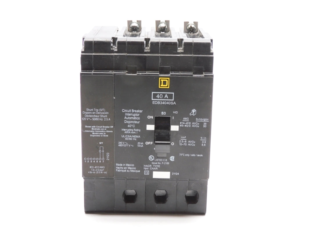 SQUARE D EDB34040SA 40A 480/277V NSNP