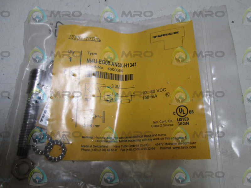 TURCK PROXIMITY SWITCH Ni4U-EG08-AN6X-H1341 *NEW IN FACTORY BAG*