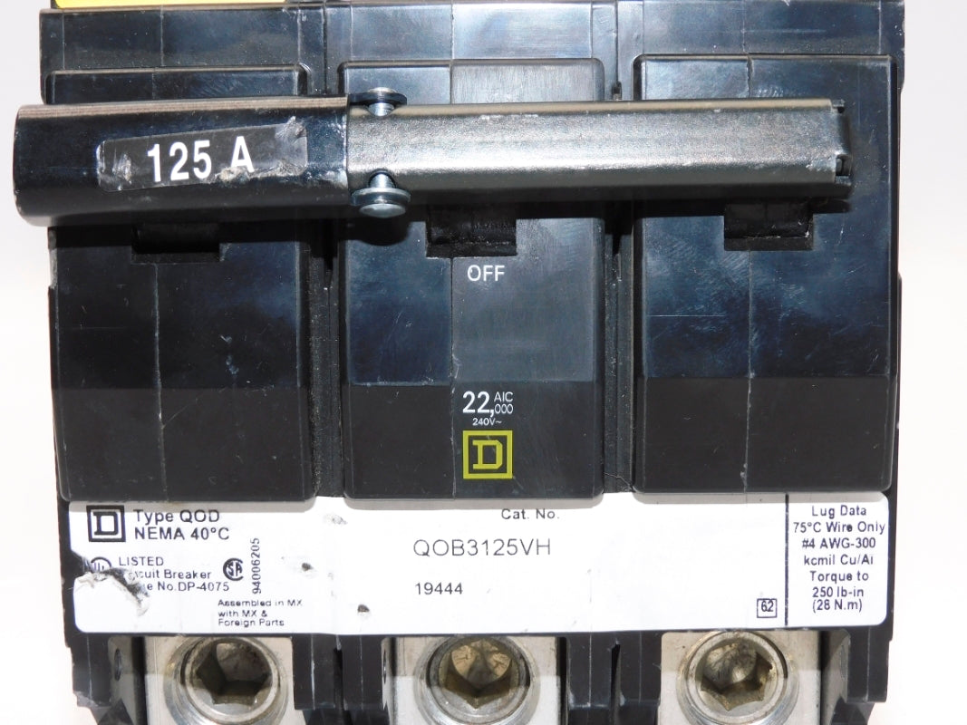 SQUARE D QOB3125VH 240V 125A (AS PICTURED) NSNP