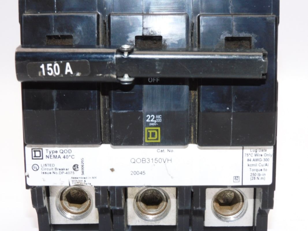 SQUARE D QOB3150VH 150A 240V (AS PICTURED) NSNP