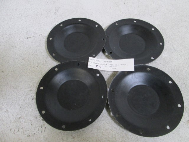 LOT OF 4 DIAPHRAGM FOR 1.5 AND 2 IN. UMV/PM VALVES 221-02007 *NEW NO BOX*