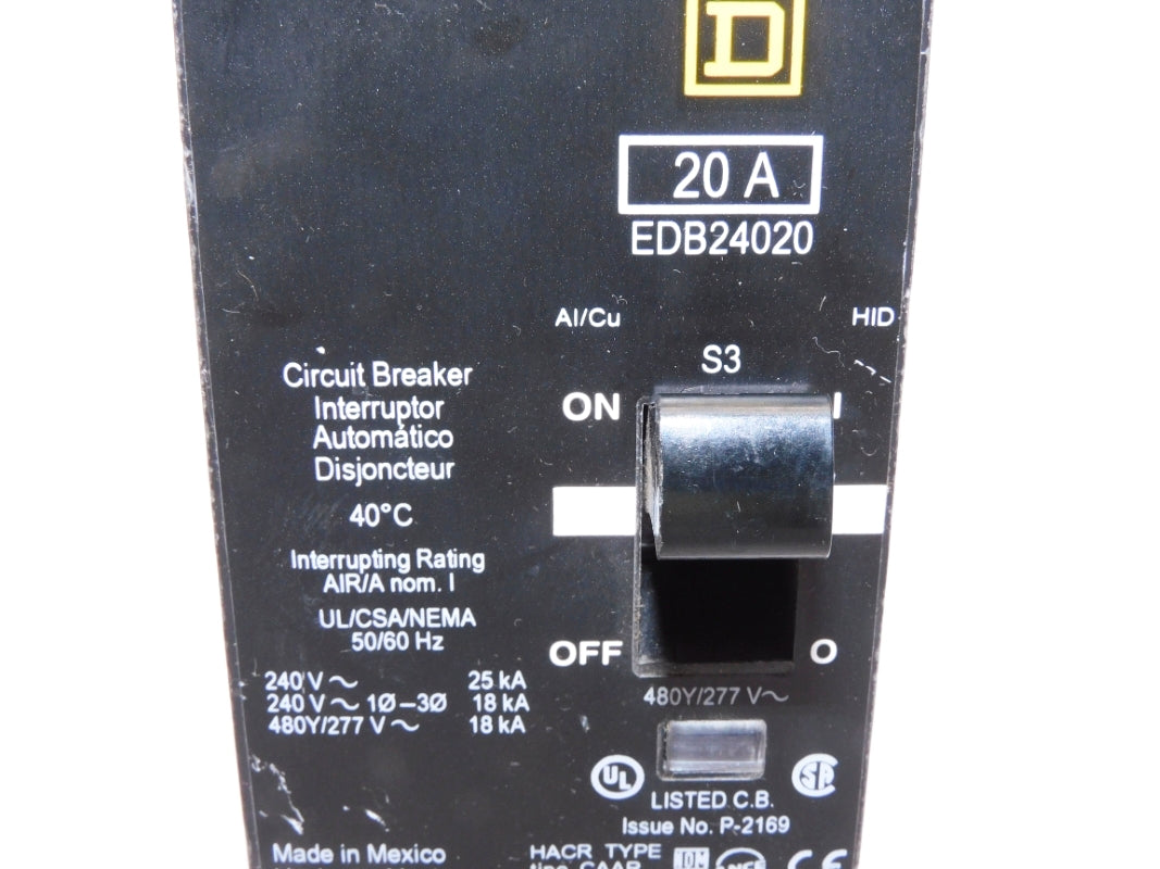 SQUARE D EDB24020 277V 20A NSNP