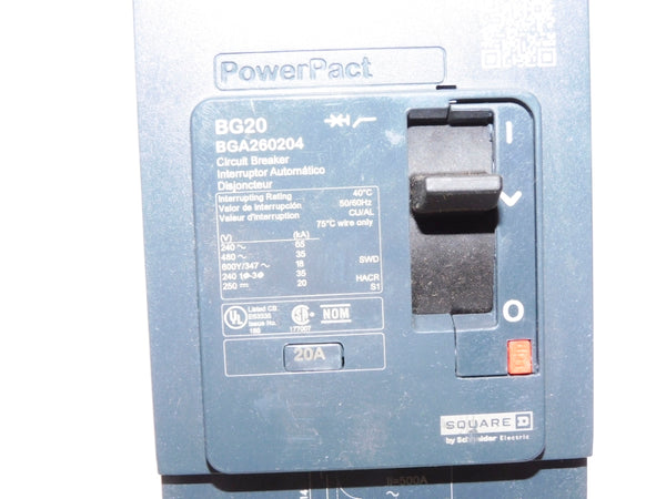 SQUARE D BGA260204 480V 20A NSNP