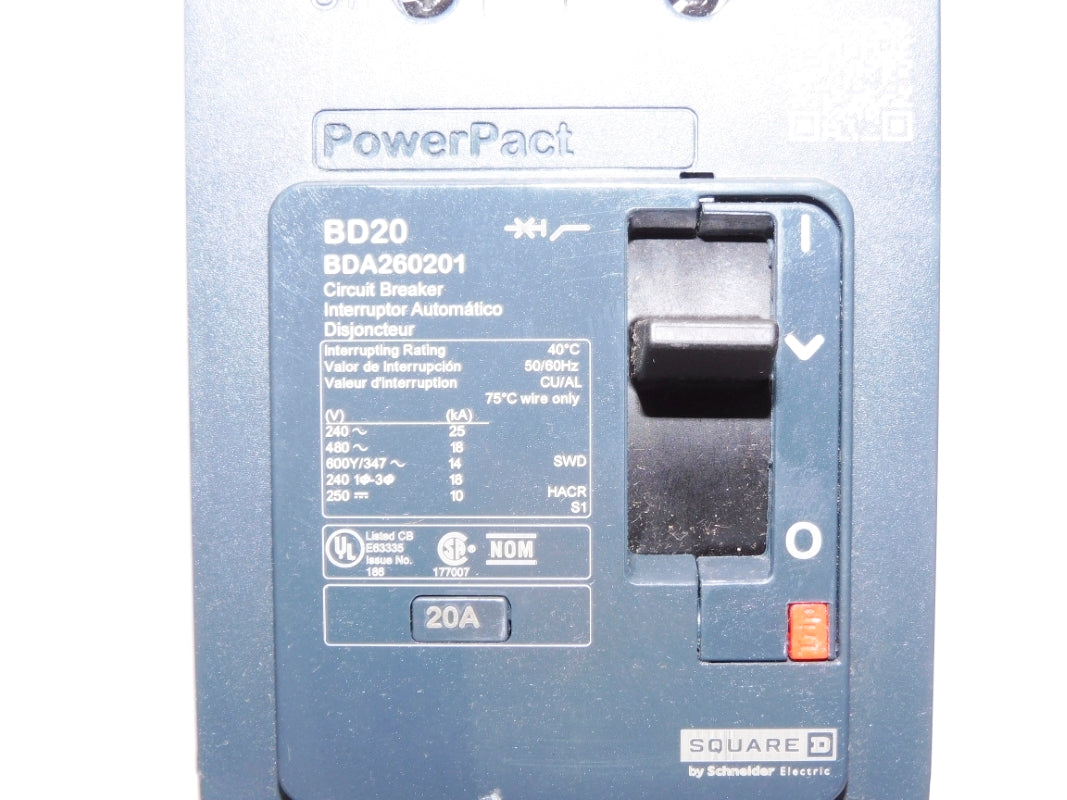 SQUARE D BDA260201 20A 480V NSNP