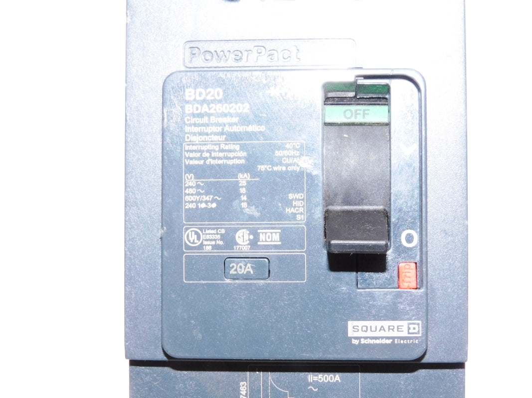 SQUARE D BDA260202 20A 480V NSNP
