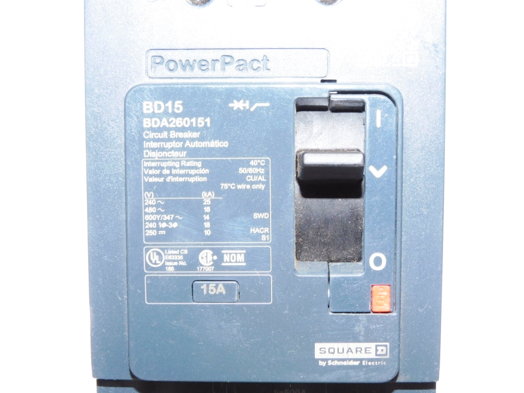 SQUARE D BDA260151 15A 480V NUPI