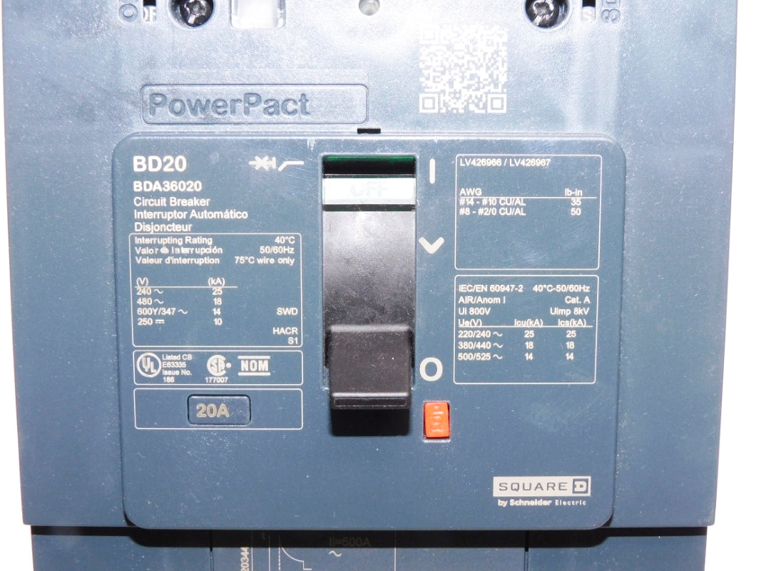SQUARE D BDA36020 20A 480V NSNP