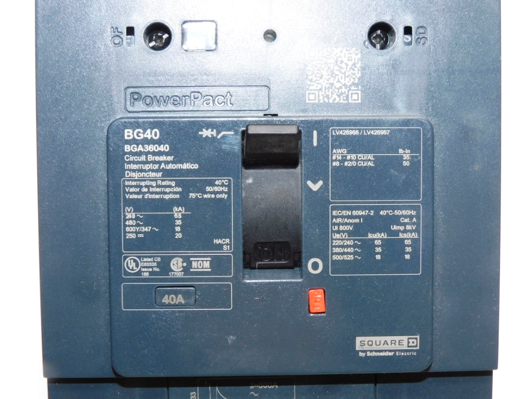SQUARE D BGA36040 40A 480V NUPI