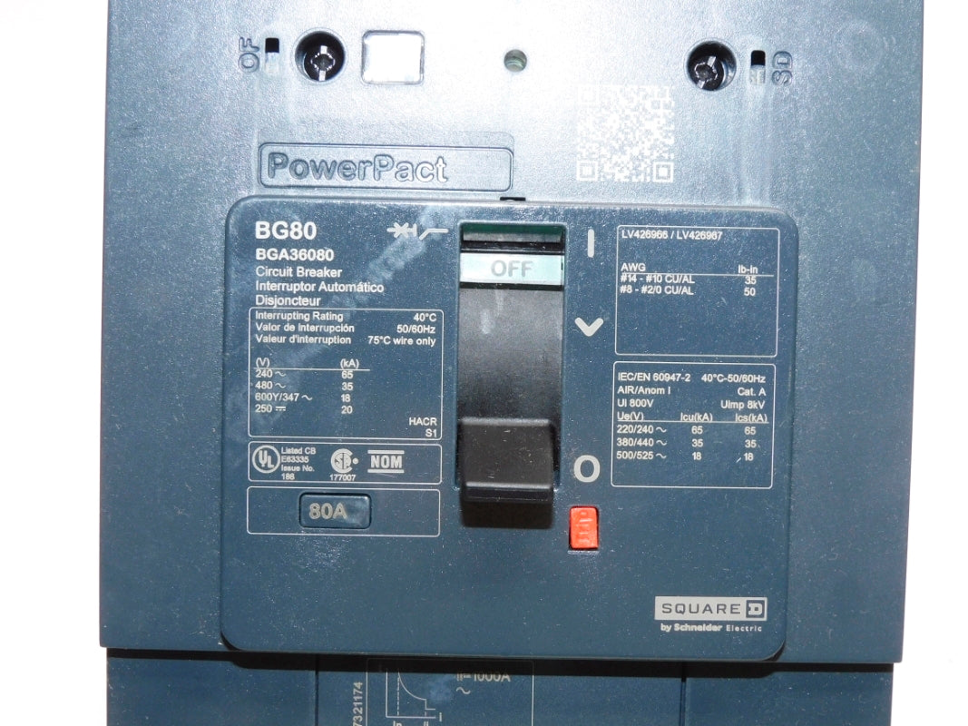 SQUARE D BGA36080 80A 480V (AS PICTURED) NSNP