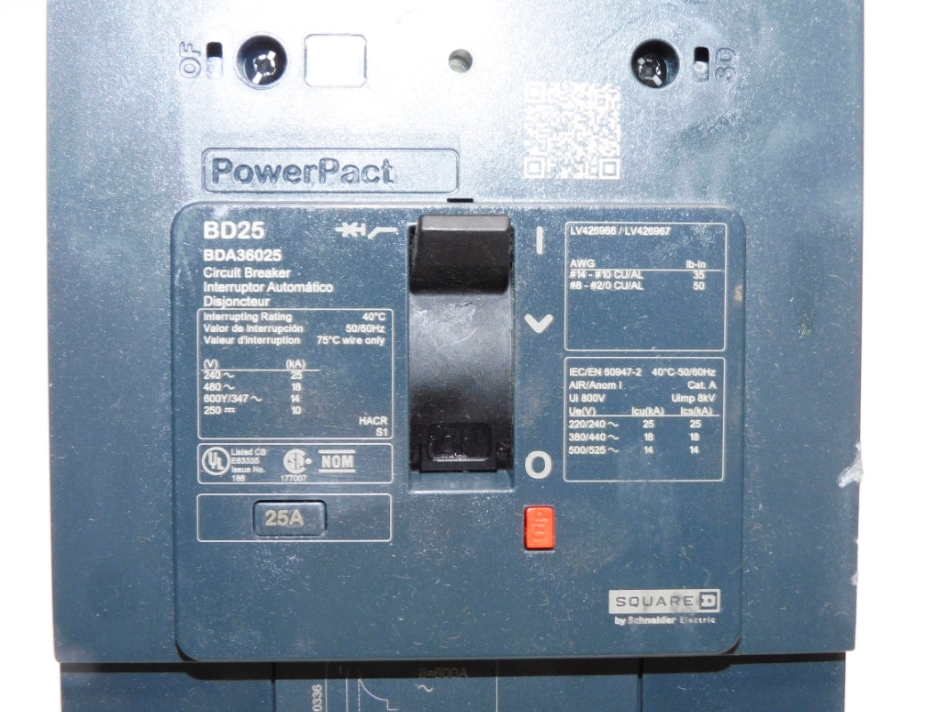 SQUARE D BDA36025 480V 25A (AS PICTURED) NSNP