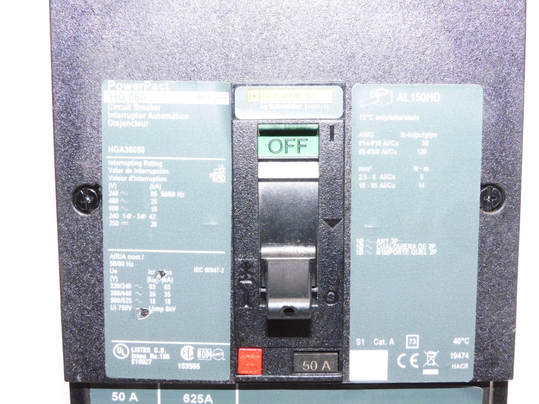 SQUARE D HGA36050 600V 50A NSNP