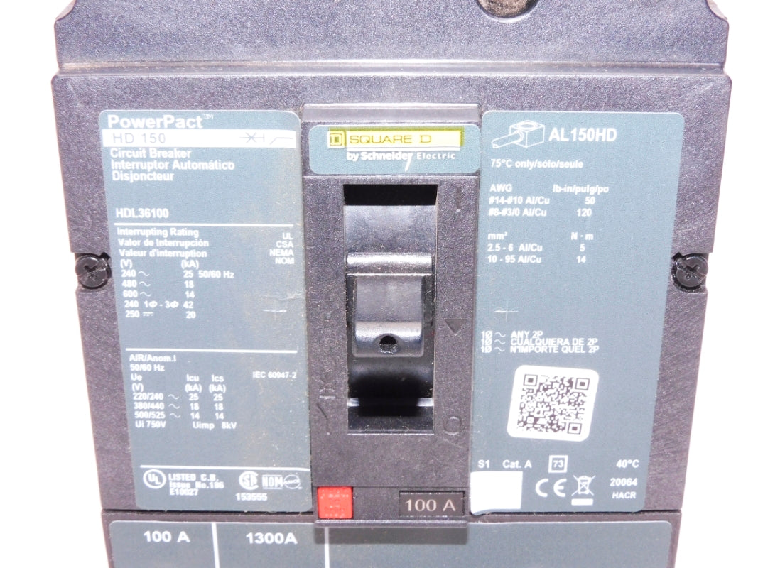 SQUARE D HDL36100 600V 100A NSNP