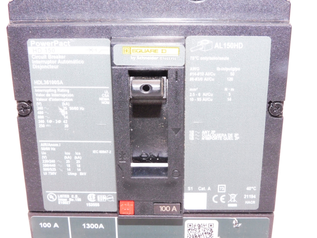SQUARE D HDL36100SA 100A 600V NSNP