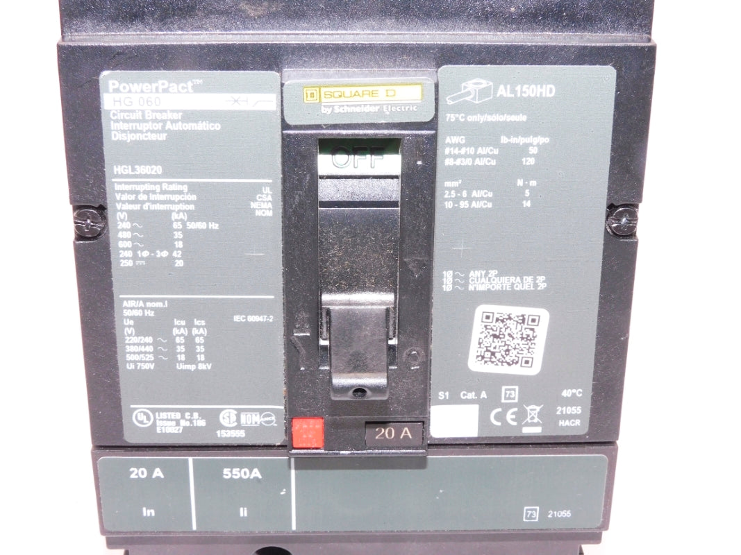 SQUARE D HGL36020 20A 600V NSNP