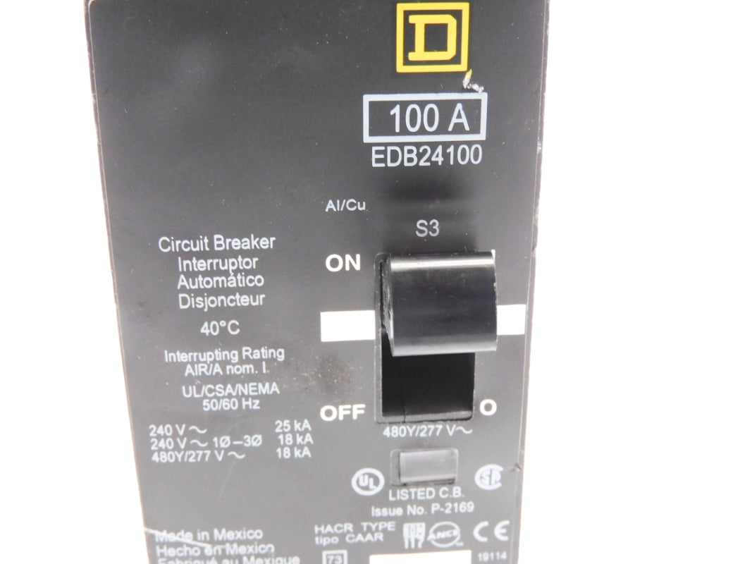SQUARE D EDB24100 100A 480/277V NSNP
