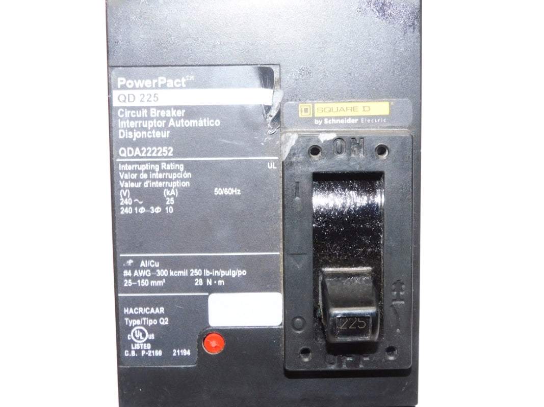 SQUARE D QDA222252 225A 240V (AS PICTURED) NSNP