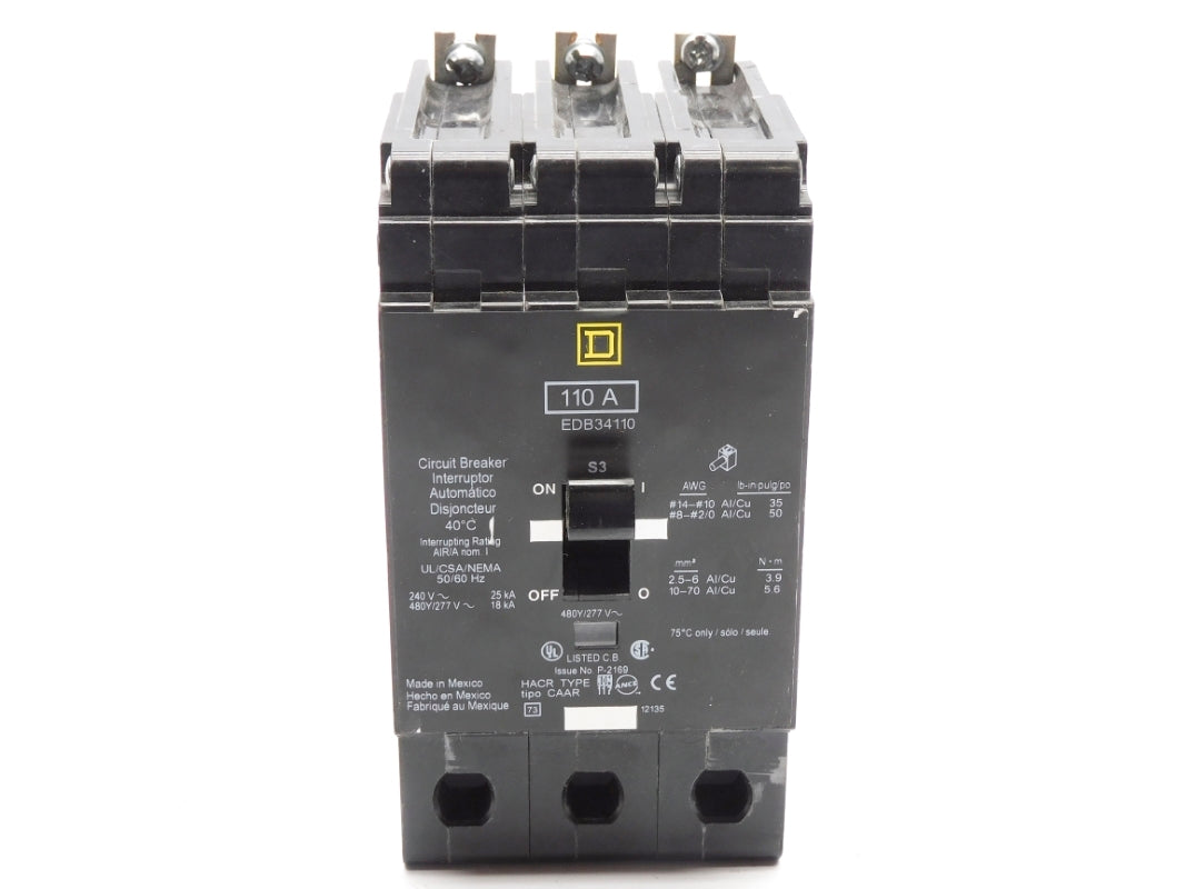 SQUARE D EDB34110 110A 480/277V UNMP