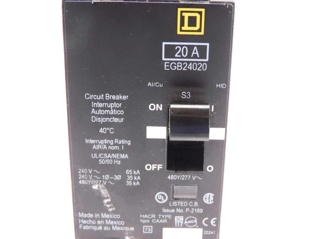 SQUARE D EGB24020 20A 480/277V UNMP