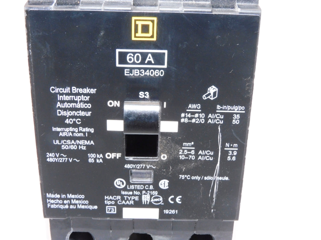 SQUARE D EJB34060 60A 480/277V UNMP