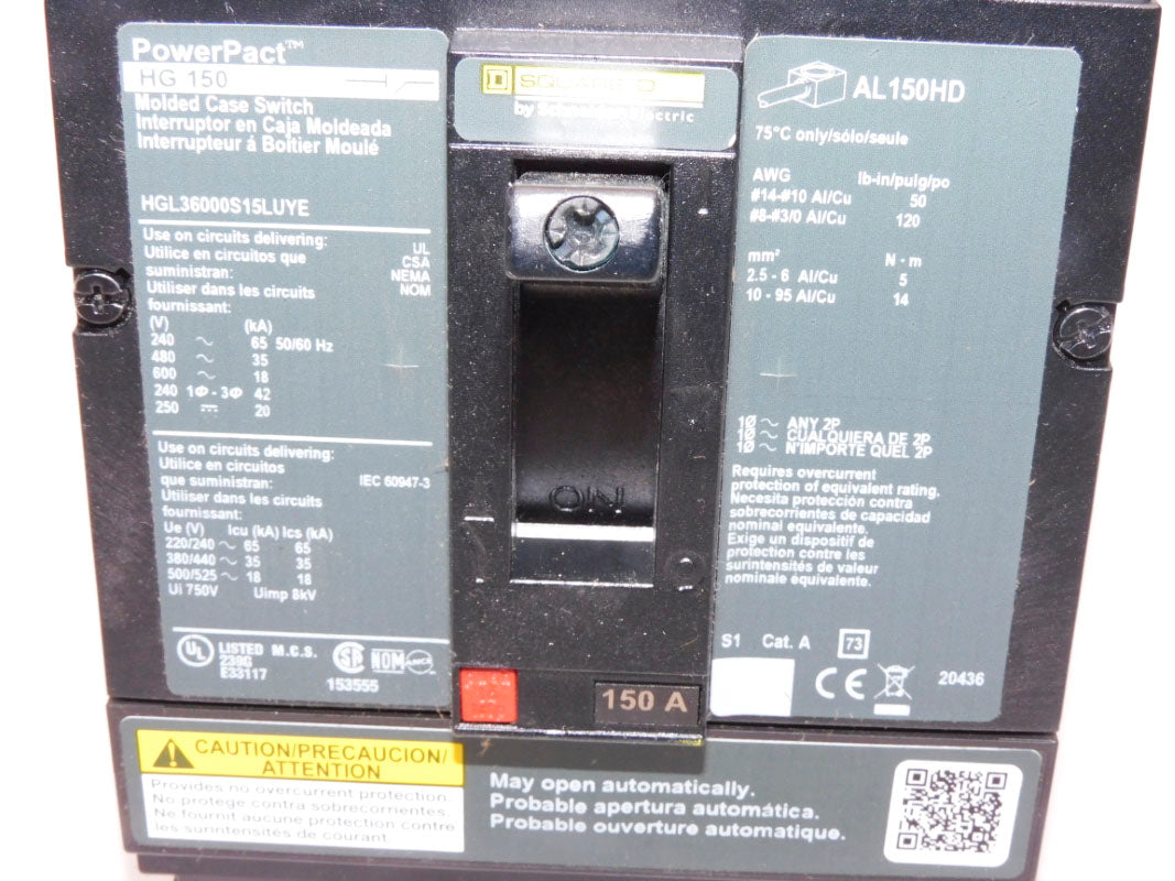 SQUARE D HGL36000S15LUYE 600V 150A NUPI