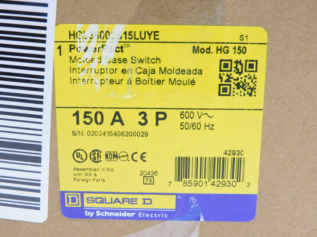 SQUARE D HGL36000S15LUYE 600V 150A NUPI