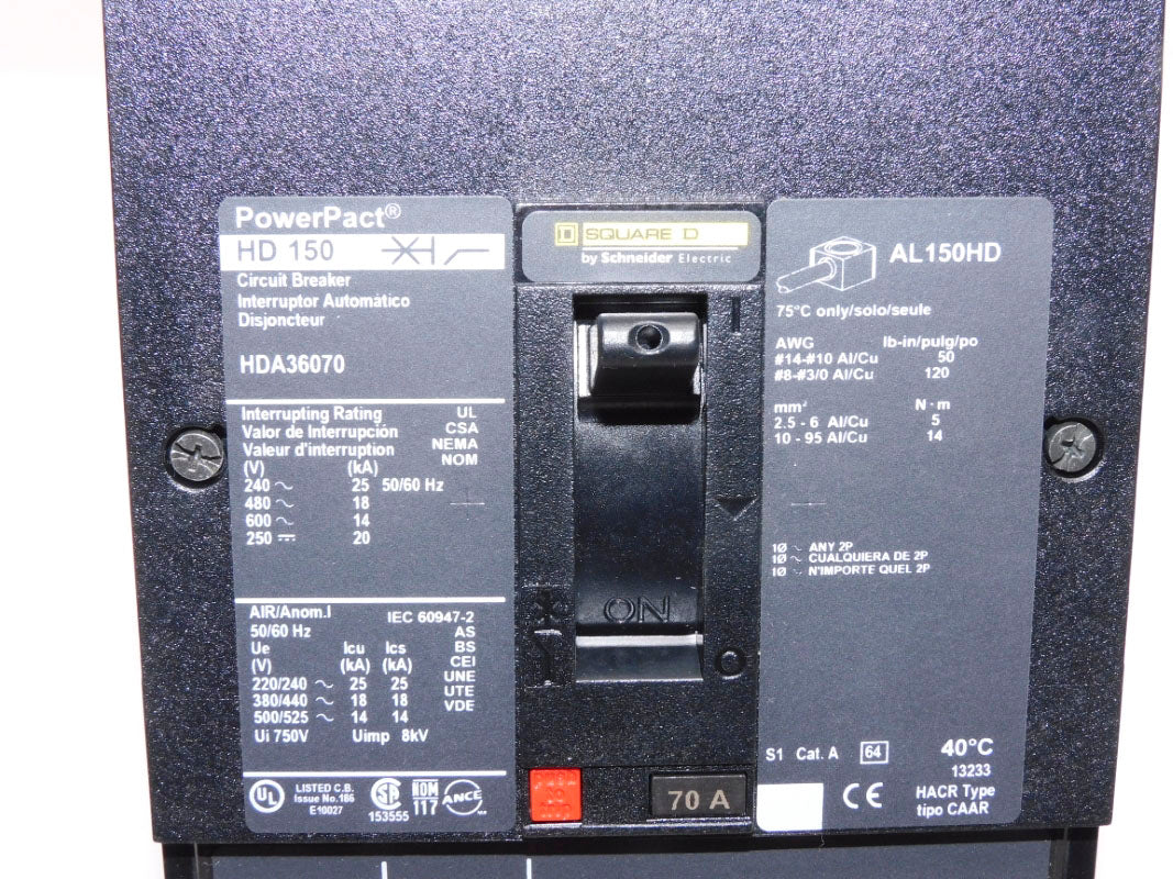 SQUARE D HDA36070 70A 600V NSMP