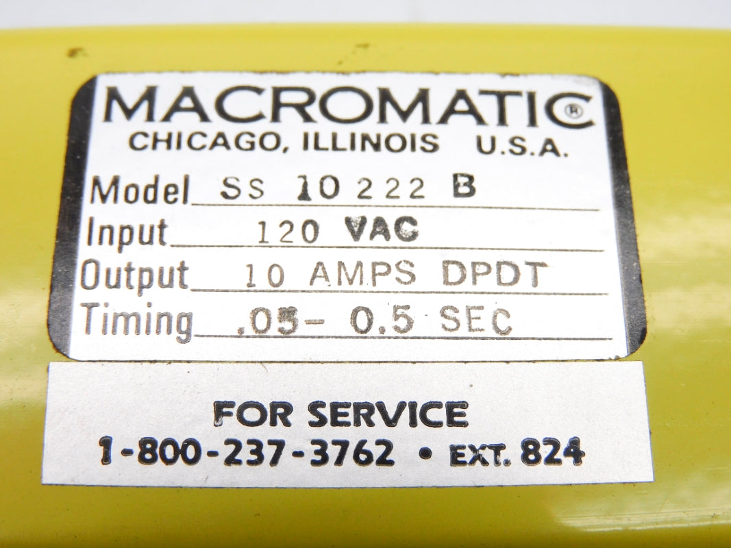 MACROMATIC SS10222B 120VAC 10A .05-0.5SEC UNMP