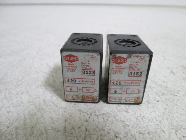 LOT OF 2 HERION COIL 120V 0152 *USED*