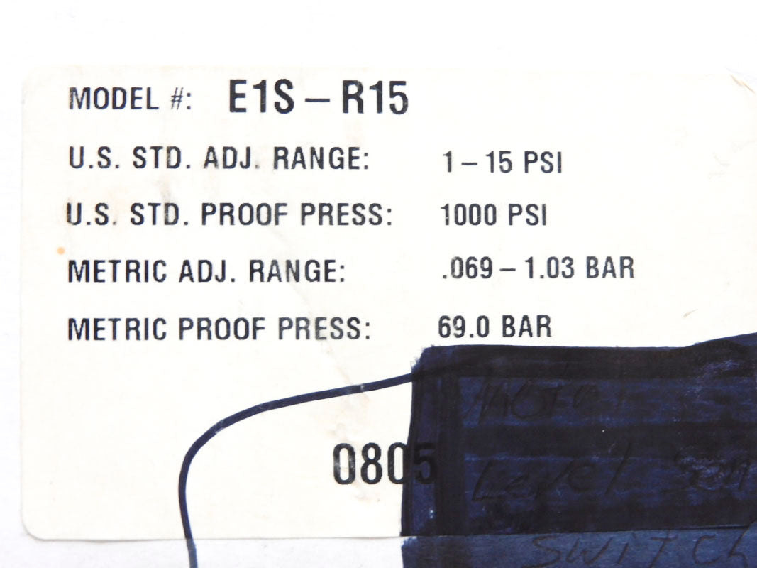 BARKSDALE E1S-R15 1-15PSI NSMP