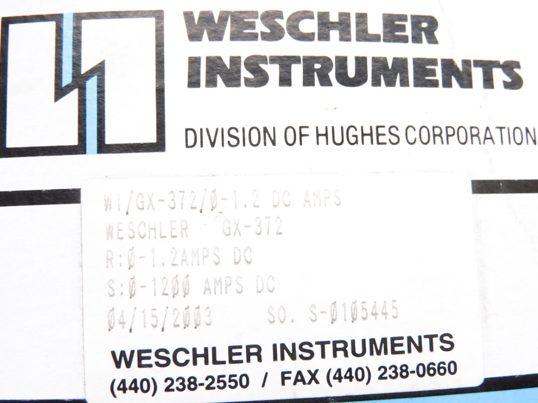 WESCHLER INSTRUMENTS W1/GX-372/0-1.2 0-1200ADC NSMP