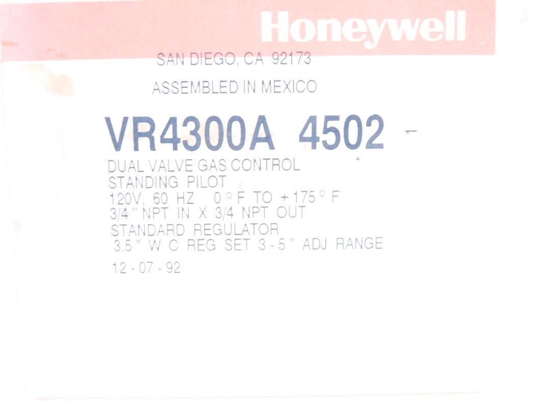 HONEYWELL VR4300A4502 120V 3/4" NSMP