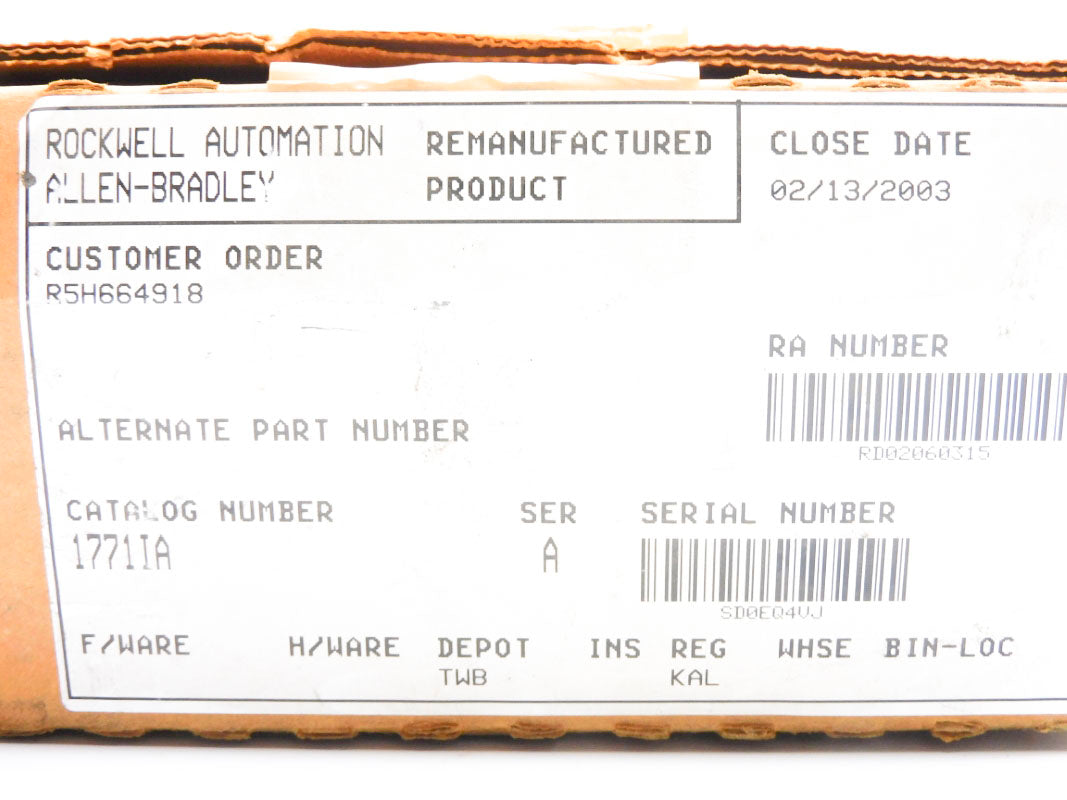 ALLEN BRADLEY 1771-IA SER. A (120V) REMAN