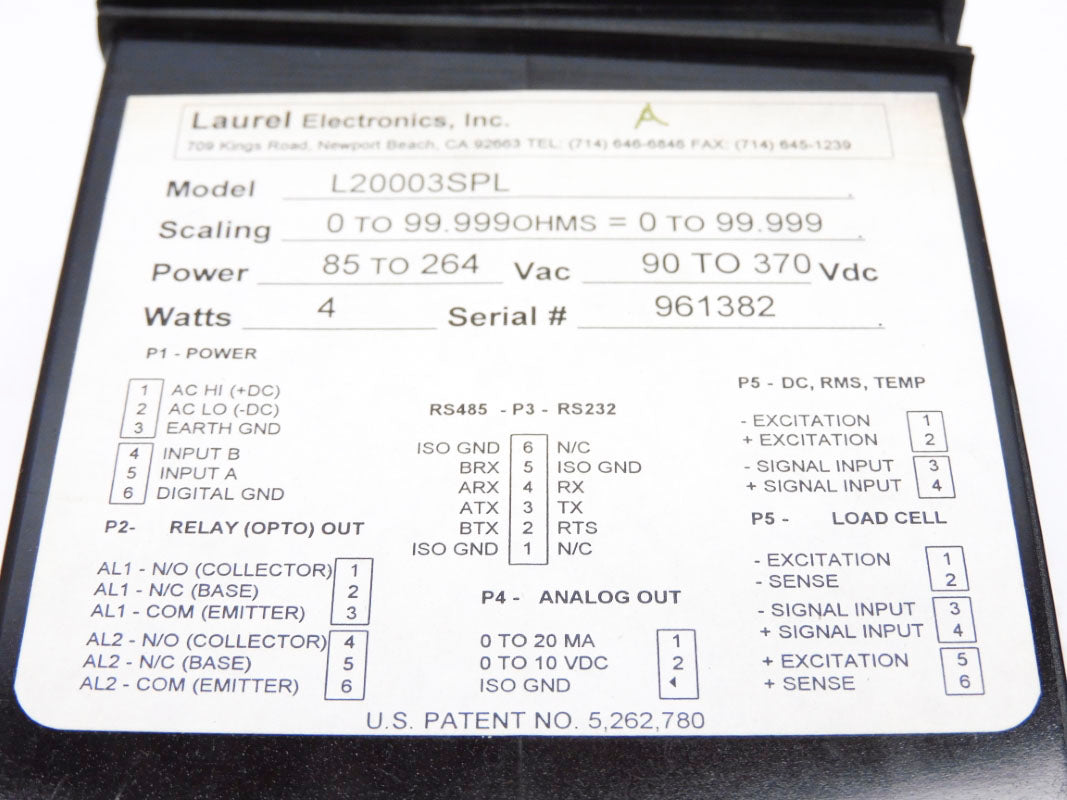 LAUREL ELECTRONICS L20003SPL 0-99.999OHSM 0-99.999 NSMP