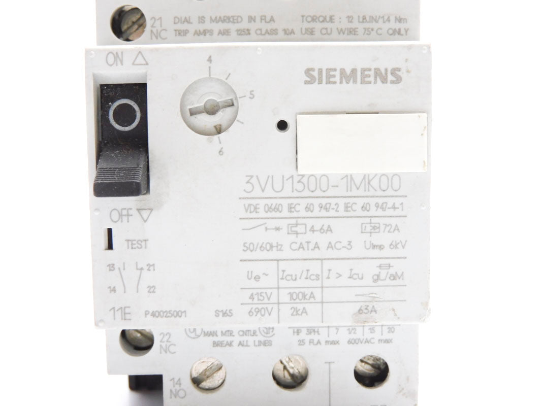 SIEMENS 3VU1300-1MK00 4-6A 690V UNMP