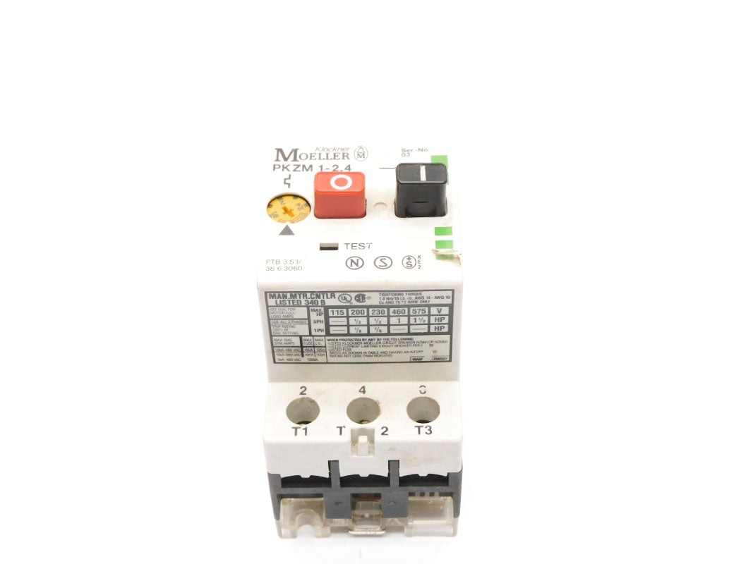 KLOCKER MOELLER PKZM1-2.4 600VAC 1.6-2.4A UNMP