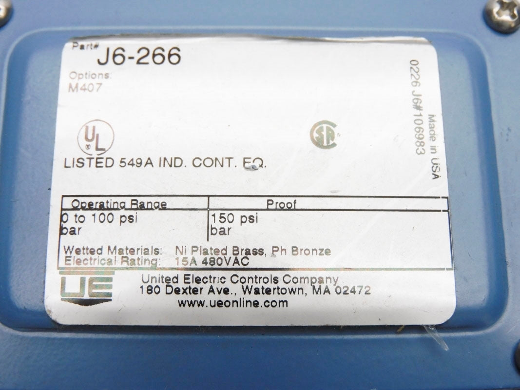 UNITED ELECTRIC J6-266 0-100PSI NSNP