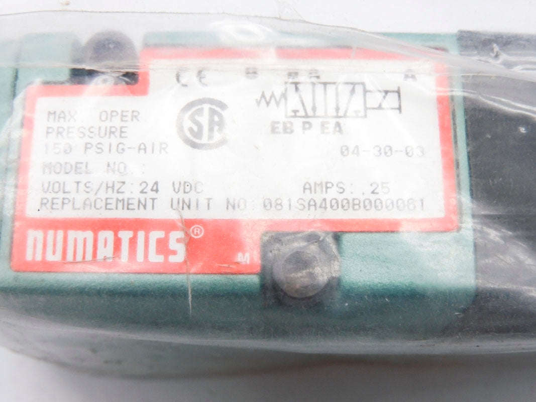 NUMATICS 081SA400B000061 24VDC 150PSIG NSNP